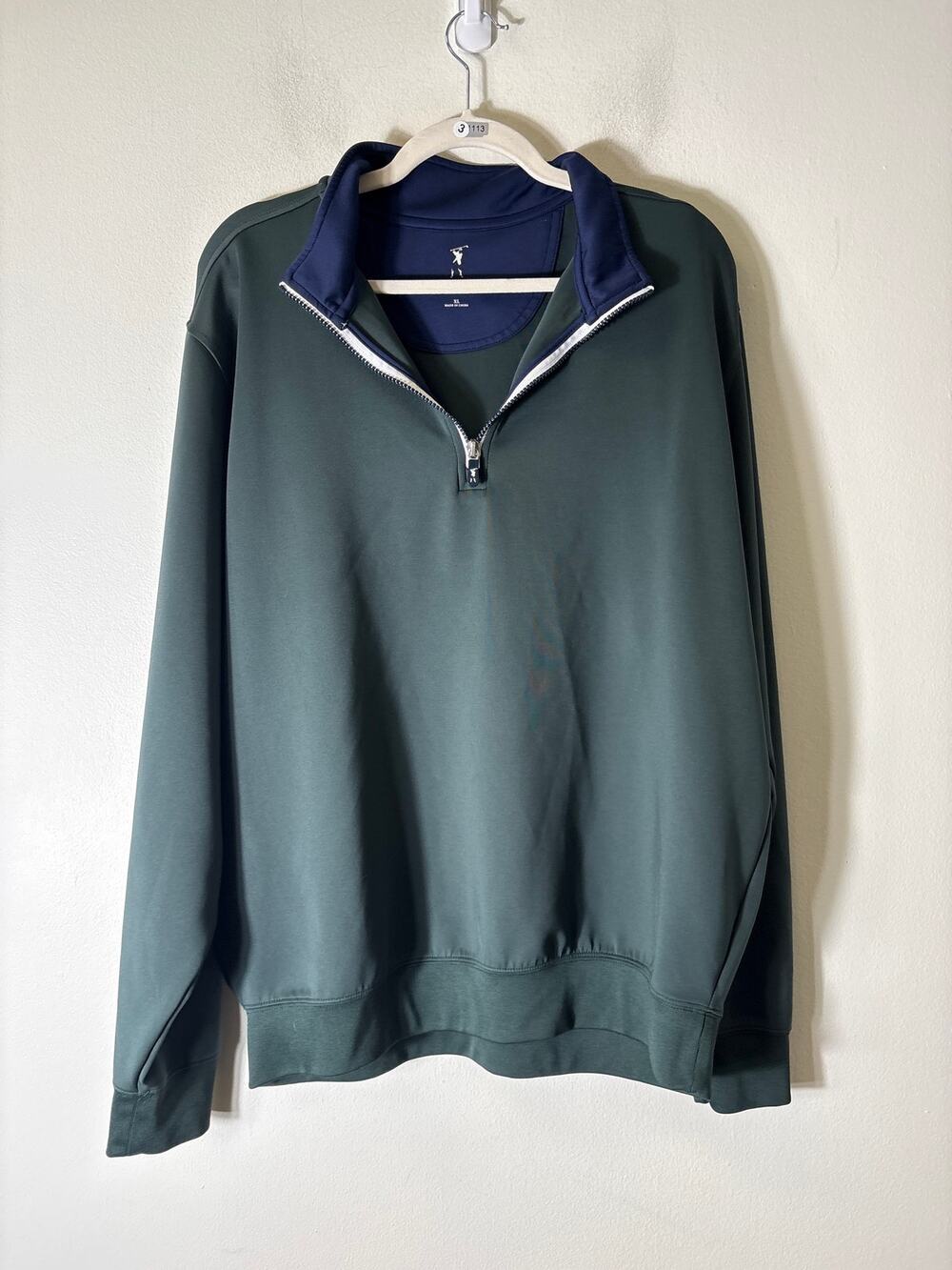 Men's Fairway & Greene Dark Green Long Sleeve Quarter Zip Pullover Sz XL